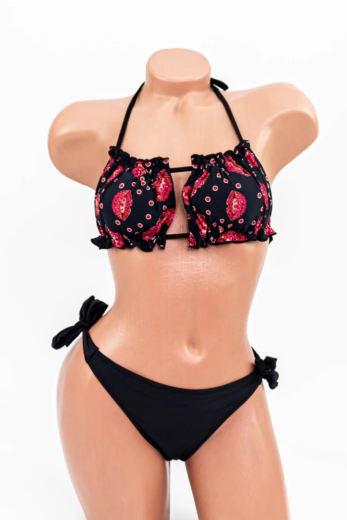 Costum de Baie Dama 2 Piese F62 Negru » meishop.life