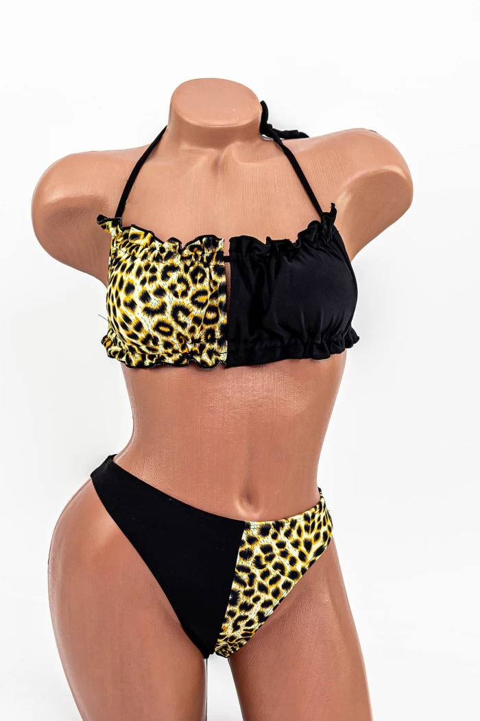 Costum de Baie Dama 2 Piese H51-2 Leopard-Negru » meishop.life