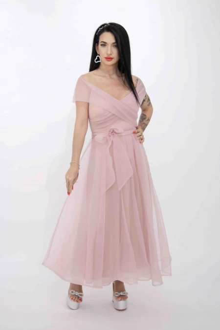 Rochie Dama RM3079 Roz Pudra » meishop.life