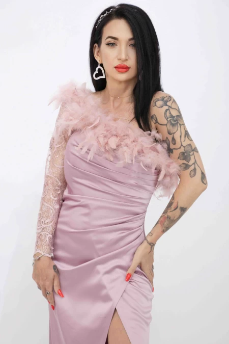 Rochie Dama R5016 Roz » meishop.life