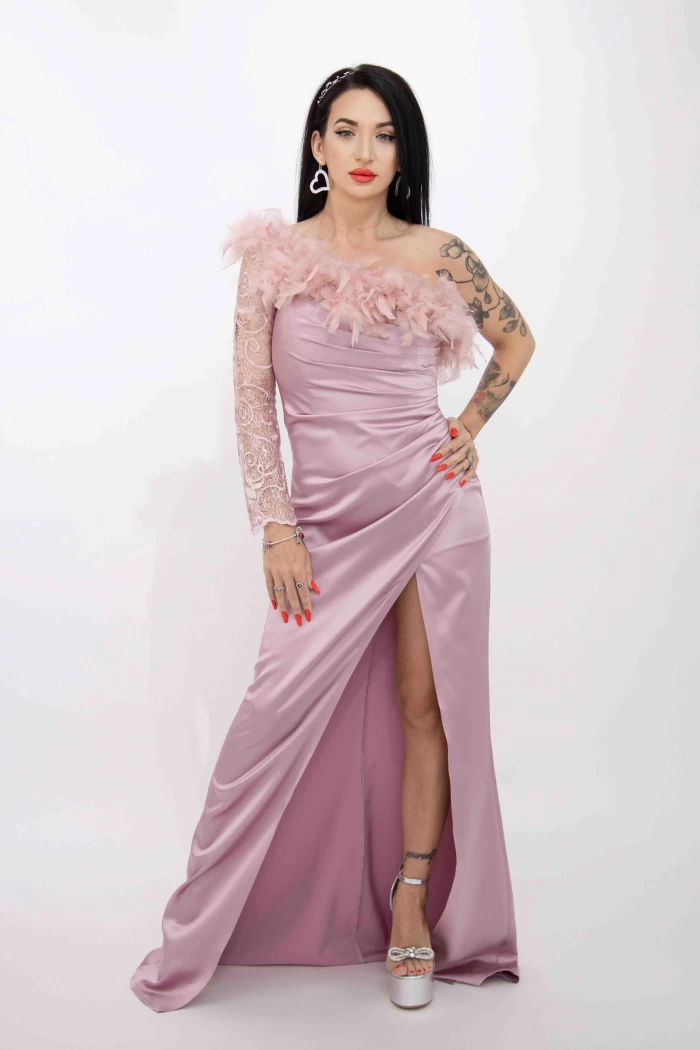 Rochie Dama R5016 Roz » meishop.life