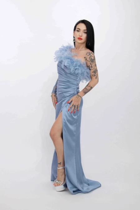 Rochie Dama R5016 Albastru » meishop.life