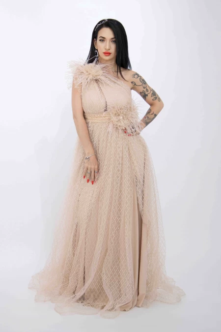 Rochie Dama R5018 Bej » meishop.life