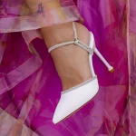 Pantofi cu Toc subtire 3DC19 Alb » meishop.life