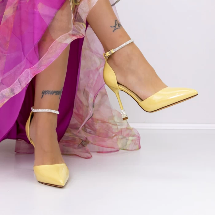 Pantofi stiletto 3DC15 Galben » meishop.life