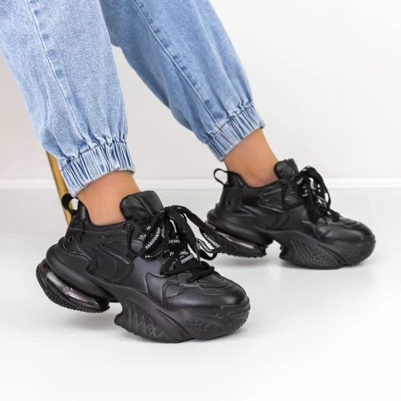 Pantofi Sport Dama cu Platforma 9915 Negru » meishop.life