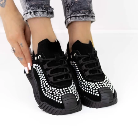 Pantofi Sport Dama 3WL9 Negru-Alb » meishop.life