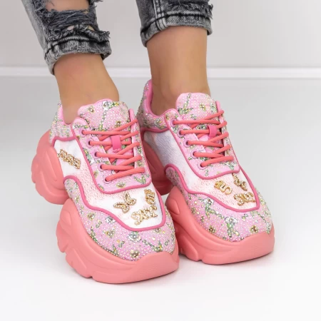Pantofi Sport Dama cu Platforma 667 Roz » meishop.life