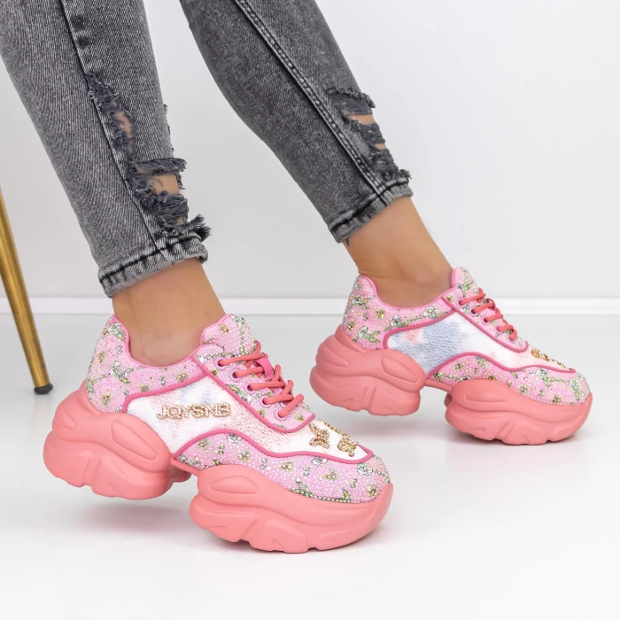 Pantofi Sport Dama cu Platforma 667 Roz » meishop.life