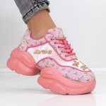 Pantofi Sport Dama cu Platforma 667 Roz » meishop.life