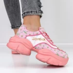 Pantofi Sport Dama cu Platforma 667 Roz » meishop.life