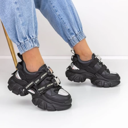 Pantofi Sport Dama cu Platforma D10 Negru » meishop.life