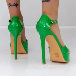 Pantofi cu Toc subtire si Platforma 3XKK9 Verde » meishop.life