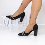 Pantofi cu Toc gros 3XKK16 Negru » meishop.life