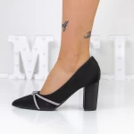 Pantofi cu Toc gros 3XKK16 Negru » meishop.life