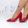 Pantofi cu Toc gros 3XKK16 Rosu Mei