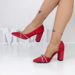 Pantofi cu Toc gros 3XKK16 Rosu » meishop.life