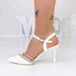 Pantofi cu Toc subtire 3XKK12 Alb » meishop.life