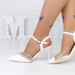 Pantofi cu Toc subtire 3XKK12 Alb » meishop.life