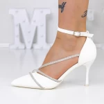 Pantofi cu Toc subtire 3XKK13 Alb » meishop.life