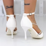 Pantofi cu Toc subtire 3XKK13 Alb » meishop.life