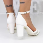 Pantofi cu Toc gros 3XKK19 Alb » meishop.life
