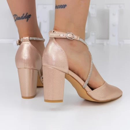 Pantofi cu Toc gros 2YXD63 Champagne » meishop.life
