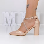 Pantofi cu Toc gros 2YXD63 Champagne » meishop.life
