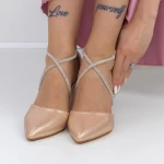 Pantofi cu Toc gros 2YXD63 Champagne » meishop.life