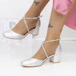 Pantofi cu Toc gros 2YXD62 Argintiu » meishop.life