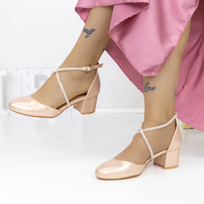 Pantofi cu Toc gros 2YXD62 Champagne » meishop.life