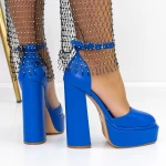 Pantofi cu Toc gros si Platforma 3KV2 Albastru inchis » meishop.life