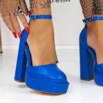 Pantofi cu Toc gros si Platforma 3KV2 Albastru inchis » meishop.life