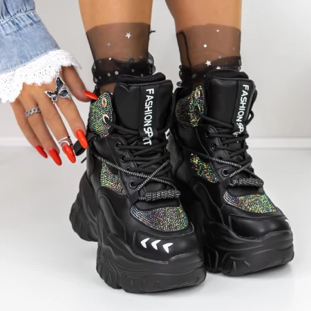Ghete Dama cu Platforma 3SJN1 Negru » meishop.life