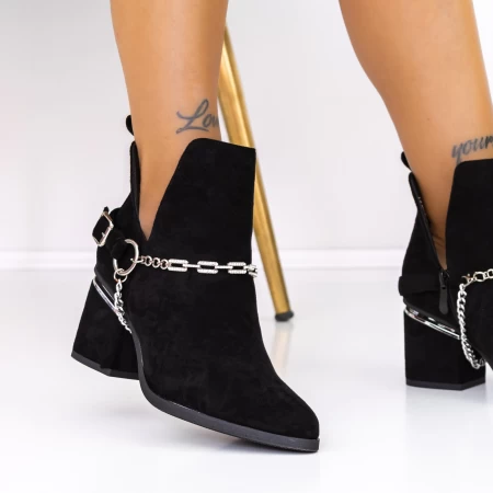 Botine Dama cu toc gros 3JF6 Negru » meishop.life