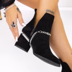 Botine Dama cu toc gros 3JF6 Negru » meishop.life