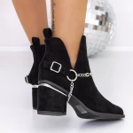 Botine Dama cu toc gros 3JF6 Negru » meishop.life