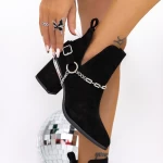 Botine Dama cu toc gros 3JF6 Negru » meishop.life