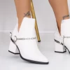 Botine Dama cu toc gros 3JF6 Alb Mei