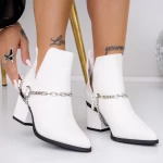 Botine Dama cu toc gros 3JF6 Alb » meishop.life