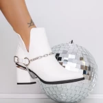 Botine Dama cu toc gros 3JF6 Alb » meishop.life
