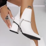 Botine Dama cu toc gros 3JF6 Alb » meishop.life