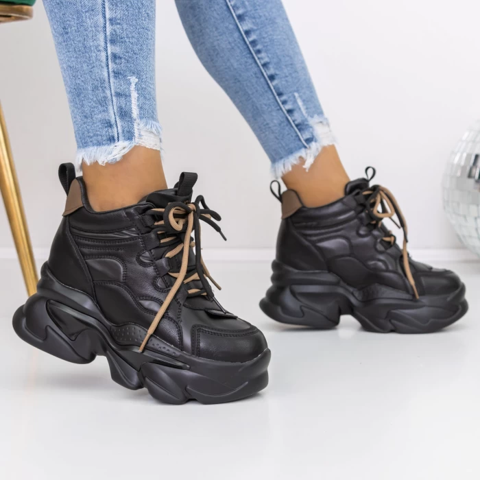 Ghete Dama cu Platforma 3SJN7 Negru » meishop.life