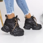 Ghete Dama cu Platforma 3SJN7 Negru » meishop.life