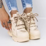 Ghete Dama cu Platforma 3SJN7 Bej » meishop.life