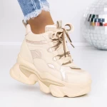 Ghete Dama cu Platforma 3SJN7 Bej » meishop.life