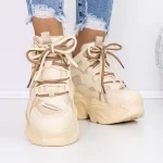 Ghete Dama cu Platforma 3SJN7 Bej » meishop.life