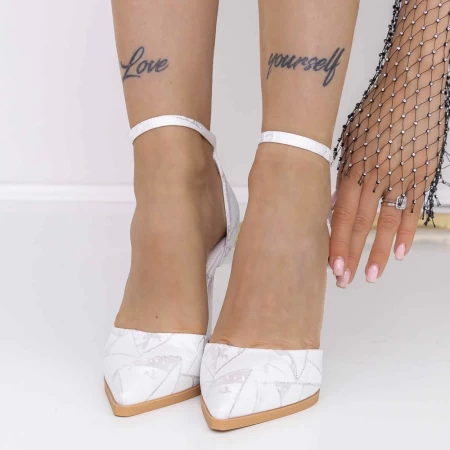 Pantofi Stiletto 3DC30 Alb » meishop.life