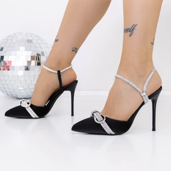 Pantofi cu Toc subtire 3DC29 Negru » meishop.life