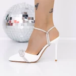 Pantofi cu Toc subtire 3DC29 Alb » meishop.life